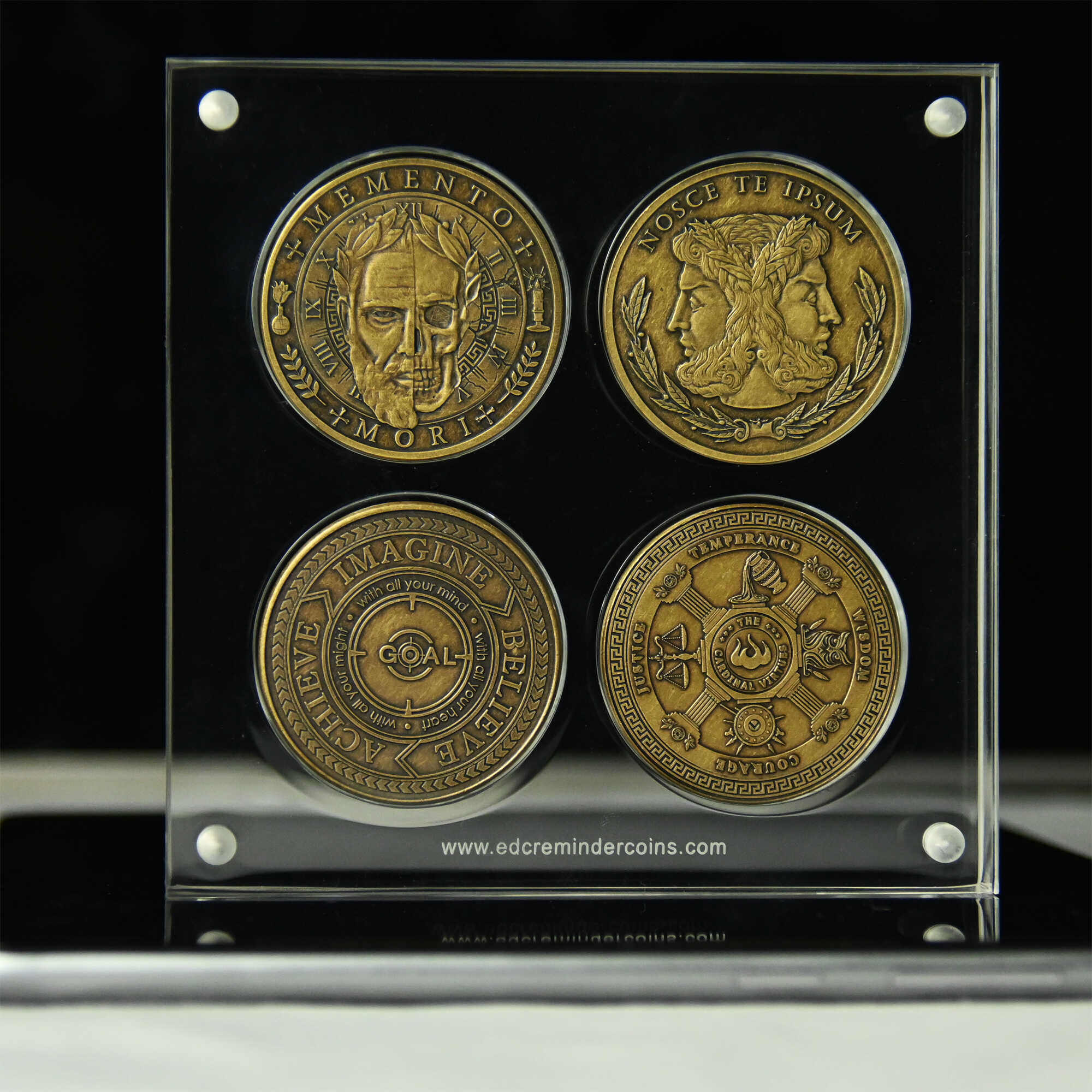 Display for 4 EDC Reminder Coins