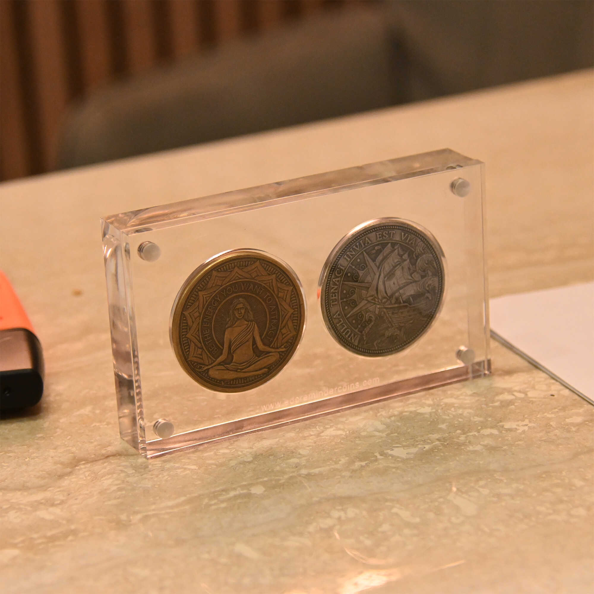 Display for 2 EDC Reminder Coins